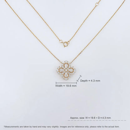 2.03 ctw Four-Leaf Clover Adjustable Mixed-Cut Lab-Grown Diamond Necklace in 18K Yellow Gold