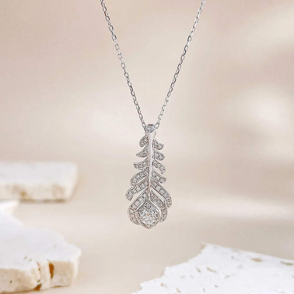 0.16 ct Statement Round-Cut Lab-Grown Diamond Necklace in 18K White Gold – APYN0091-W