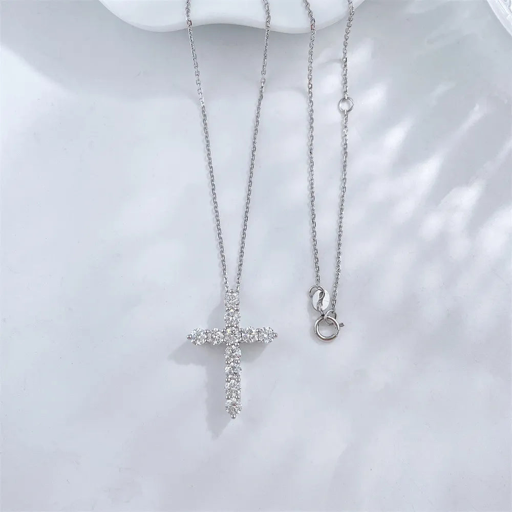 1.25 ctw Cross Round-Cut Lab-Grown Diamond Necklace in PT950 Platinum – APYN0092-PT