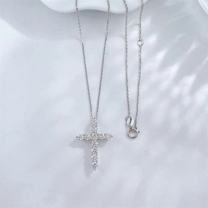 1.25 ctw Cross Round-Cut Lab-Grown Diamond Necklace in PT950 Platinum – APYN0092-PT