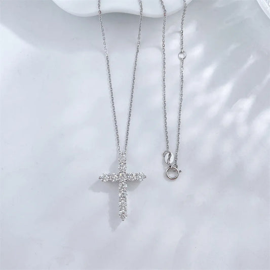 1.25 ctw Cross Round-Cut Lab-Grown Diamond Necklace in PT950 Platinum – APYN0092-PT