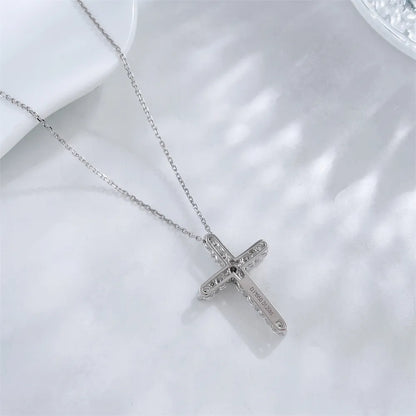 1.25 ctw Cross Round-Cut Lab-Grown Diamond Necklace in PT950 Platinum – APYN0092-PT