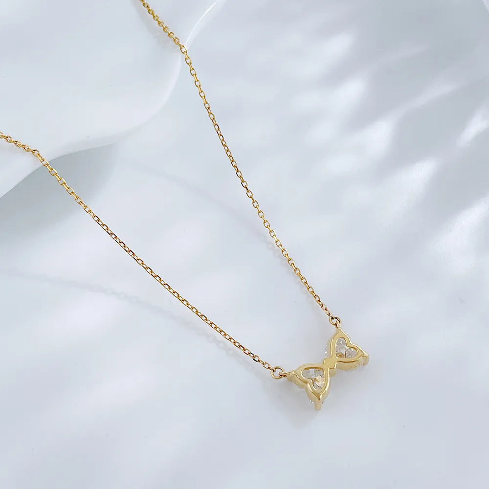1.06 ctw Butterfly Adjustable Heart-Cut Lab-Grown Diamond Necklace in 18K Yellow Gold