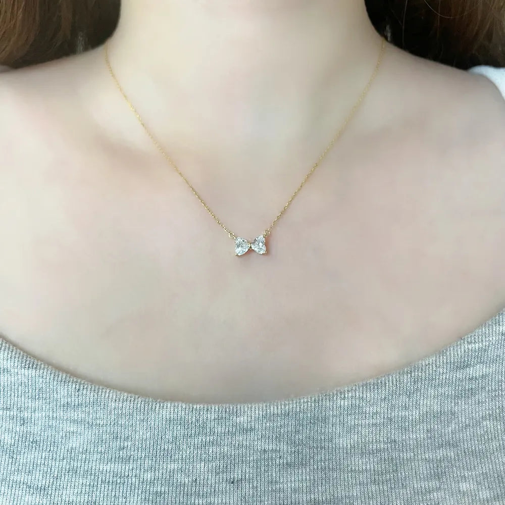 1.06 ctw Butterfly Adjustable Heart-Cut Lab-Grown Diamond Necklace in 18K Yellow Gold