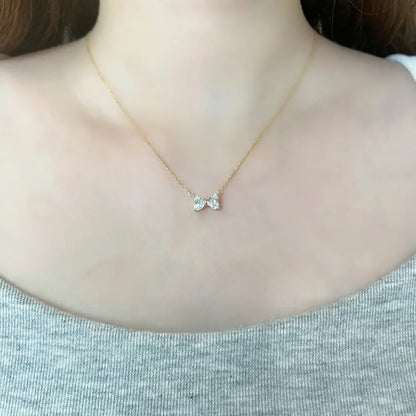 1.06 ctw Butterfly Adjustable Heart-Cut Lab-Grown Diamond Necklace in 18K Yellow Gold