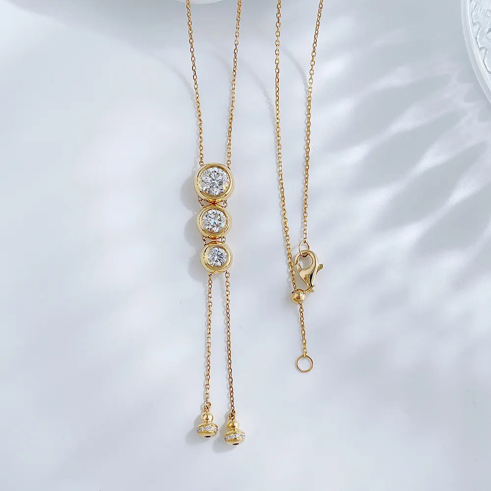 0.54 ct Cluster Round-Cut Lab-Grown Diamond Necklace in 18K Yellow Gold
