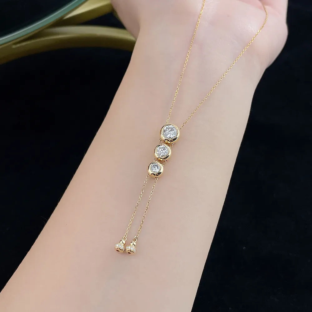 0.54 ct Cluster Round-Cut Lab-Grown Diamond Necklace in 18K Yellow Gold
