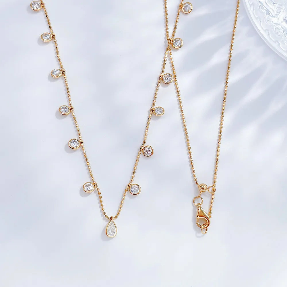 0.21 ct Minimalist Adjustable Pear-Cut Lab-Grown Diamond Necklace in 18K Yellow Gold – APYN0099-Y