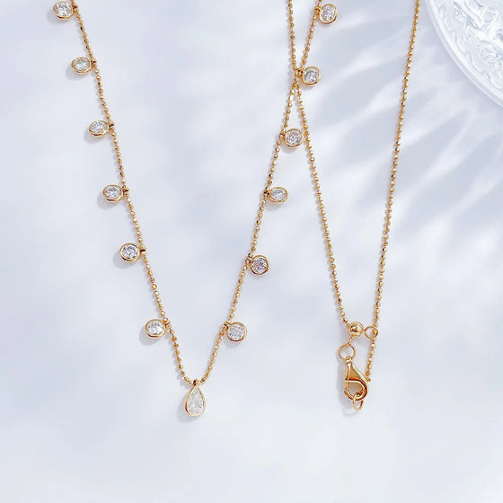 0.21 ct Minimalist Adjustable Pear-Cut Lab-Grown Diamond Necklace in 18K Yellow Gold