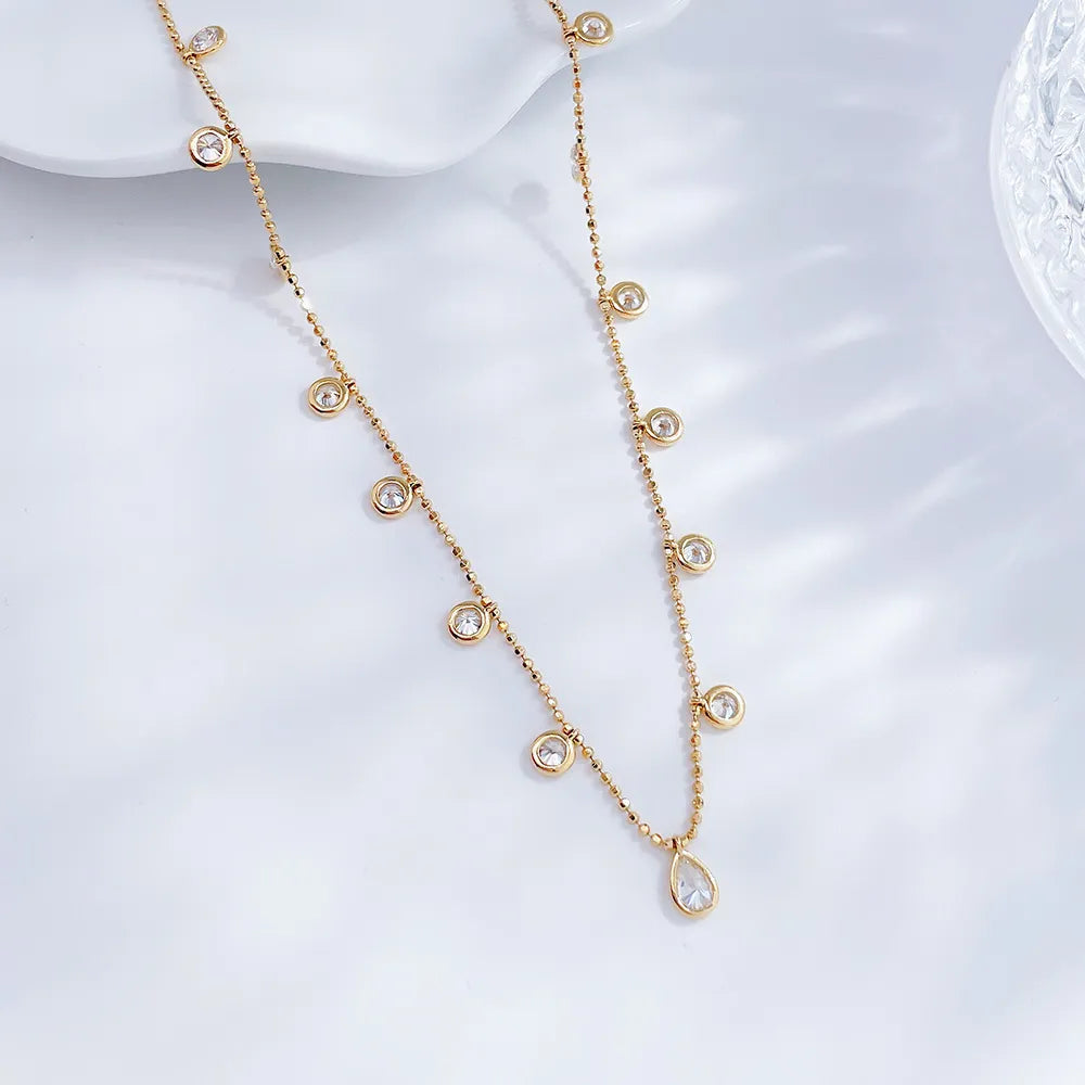 0.21 ct Minimalist Adjustable Pear-Cut Lab-Grown Diamond Necklace in 18K Yellow Gold – APYN0099-Y