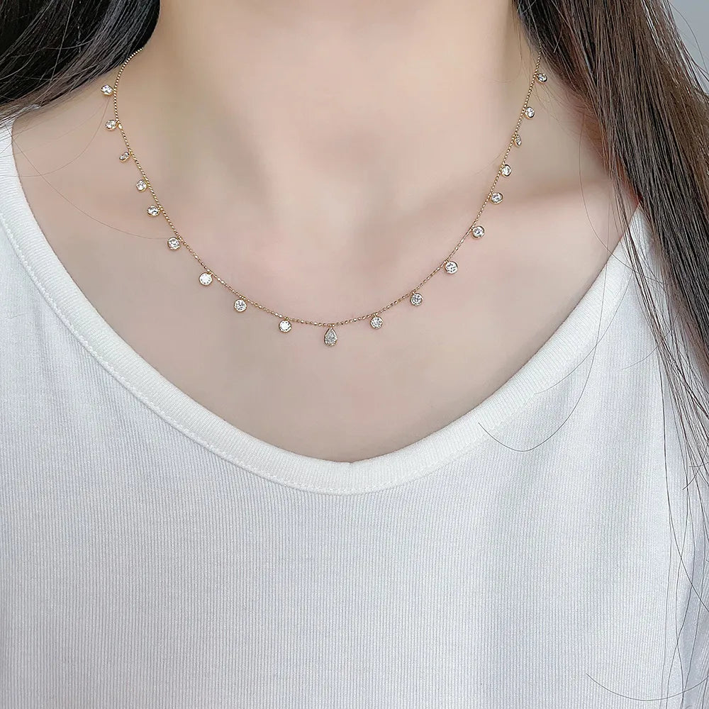 0.21 ct Minimalist Adjustable Pear-Cut Lab-Grown Diamond Necklace in 18K Yellow Gold – APYN0099-Y