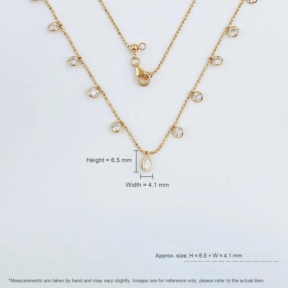 0.21 ct Minimalist Adjustable Pear-Cut Lab-Grown Diamond Necklace in 18K Yellow Gold – APYN0099-Y