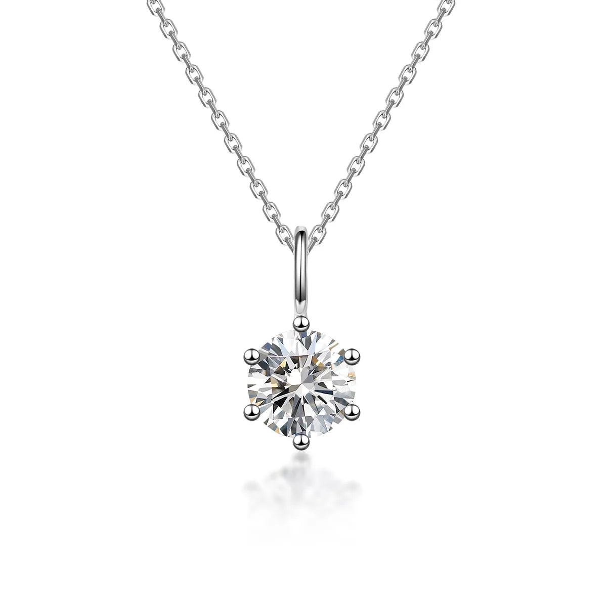 1 ct Minimalist Six-Prong Round-Cut Lab-Grown Diamond Necklace in 18K White Gold – APYN0102-W
