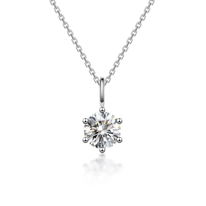 1 ct Minimalist Six-Prong Round-Cut Lab-Grown Diamond Necklace in 18K White Gold – APYN0102-W