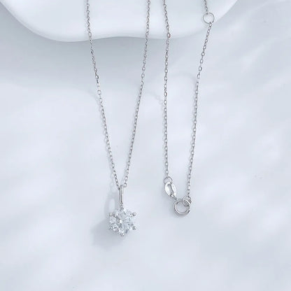 1 ct Minimalist Six-Prong Round-Cut Lab-Grown Diamond Necklace in 18K White Gold – APYN0102-W