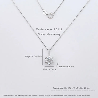 1 ct Minimalist Six-Prong Round-Cut Lab-Grown Diamond Necklace in 18K White Gold – APYN0102-W