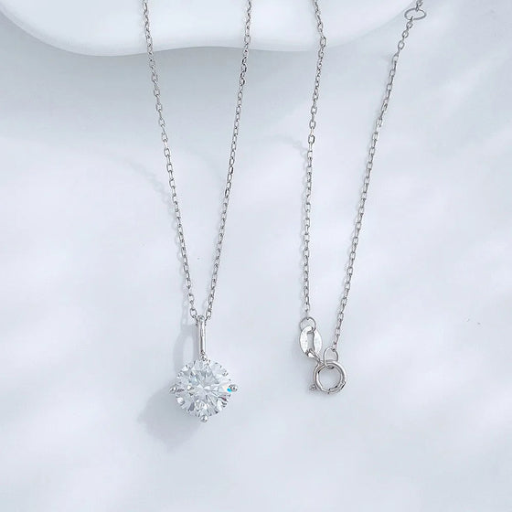1.58 ct Four-Prong Princess-Cut Lab-Grown Diamond Necklace in 18K White Gold
