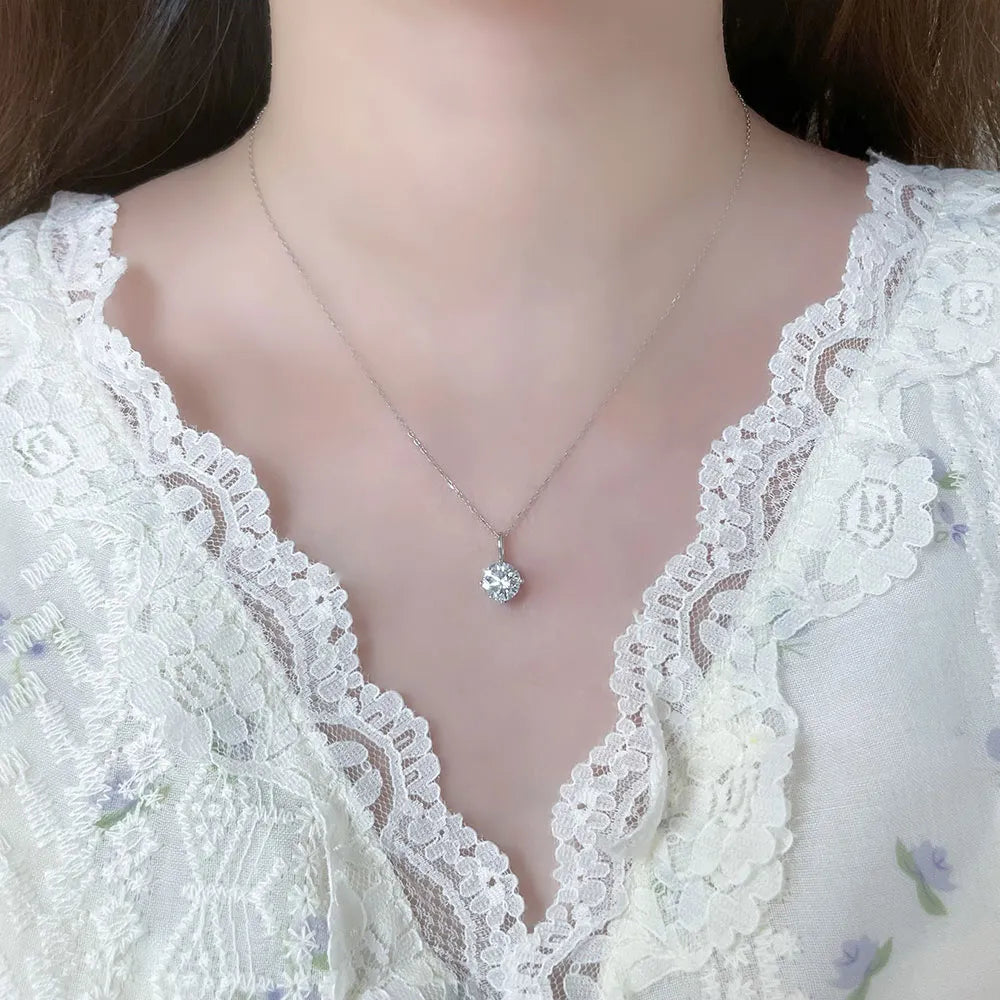 1.58 ct Four-Prong Princess-Cut Lab-Grown Diamond Necklace in 18K White Gold – APYN0103-W
