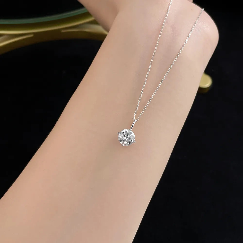 1.58 ct Four-Prong Princess-Cut Lab-Grown Diamond Necklace in 18K White Gold – APYN0103-W