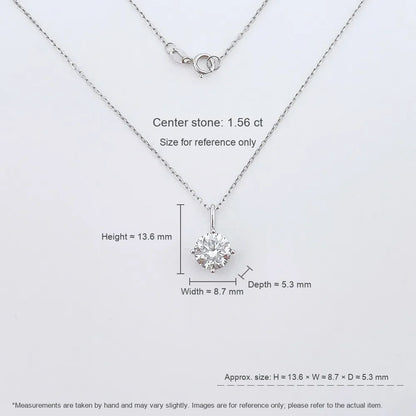 1.58 ct Four-Prong Princess-Cut Lab-Grown Diamond Necklace in 18K White Gold – APYN0103-W