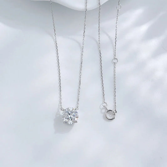 1.59 ct Minimalist Four-Prong Round-Cut Lab-Grown Diamond Necklace in 18K White Gold – APYN0105-W