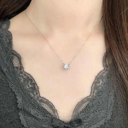 1.59 ct Minimalist Four-Prong Round-Cut Lab-Grown Diamond Necklace in 18K White Gold – APYN0105-W
