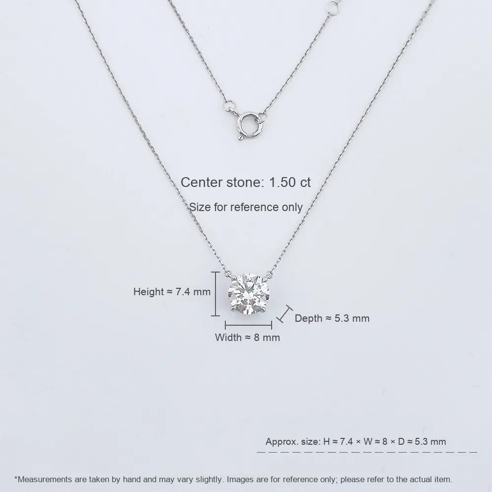1.59 ct Minimalist Four-Prong Round-Cut Lab-Grown Diamond Necklace in 18K White Gold – APYN0105-W