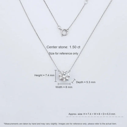 1.59 ct Minimalist Four-Prong Round-Cut Lab-Grown Diamond Necklace in 18K White Gold – APYN0105-W