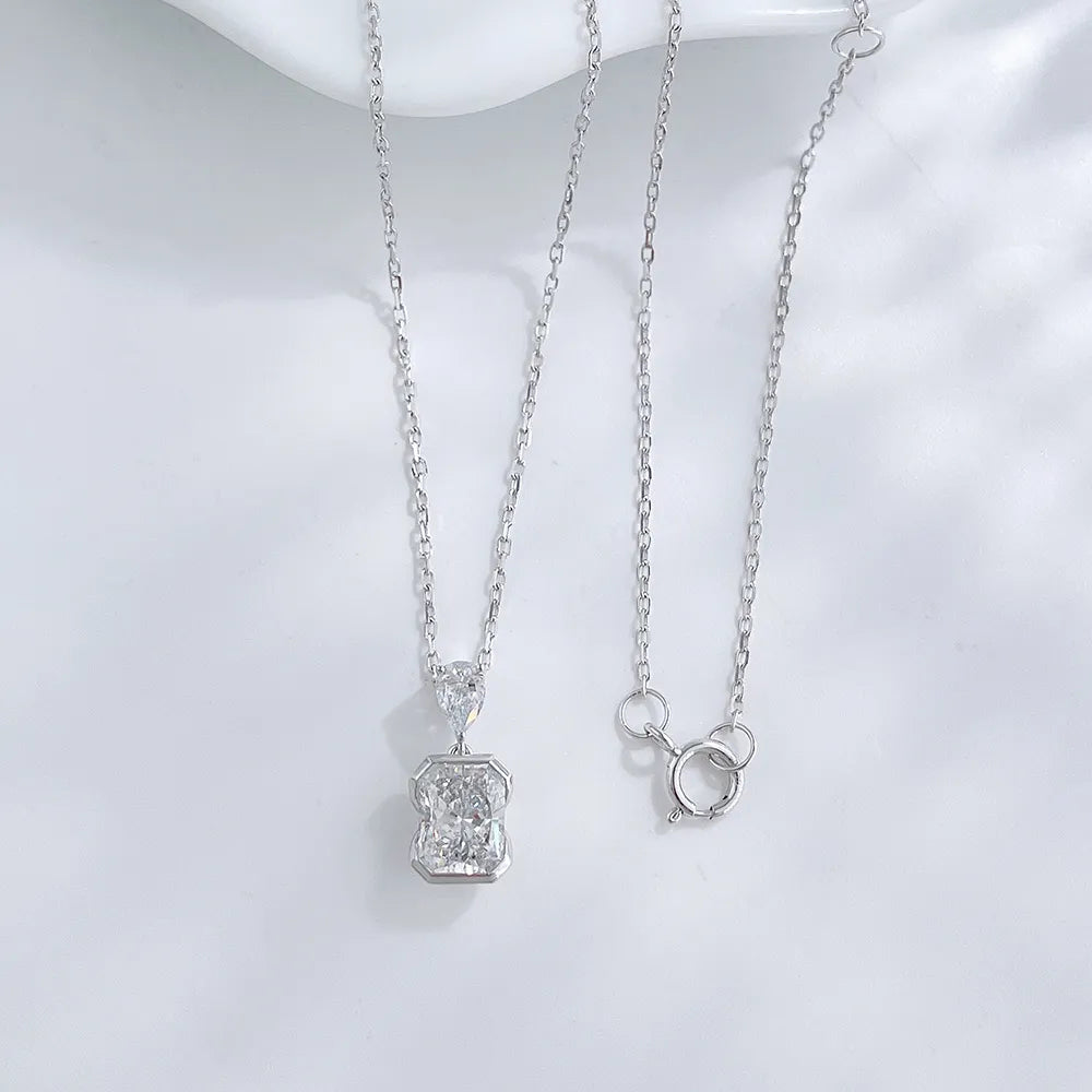 1.12 ct Minimalist Adjustable Radiant-Cut Lab-Grown Diamond Necklace in 18K White Gold