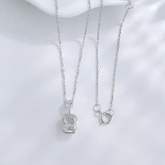 1.12 ct Minimalist Adjustable Radiant-Cut Lab-Grown Diamond Necklace in 18K White Gold