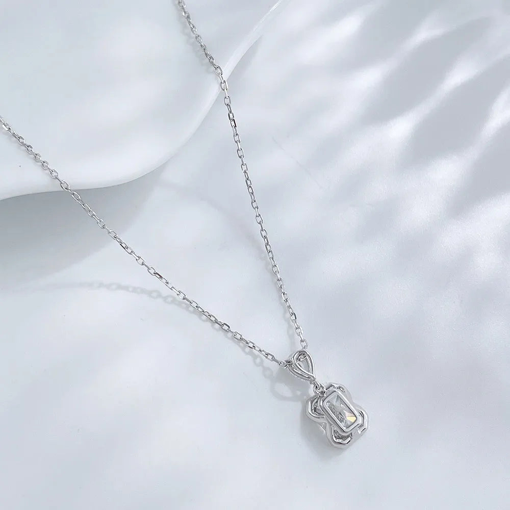 1.12 ct Minimalist Adjustable Radiant-Cut Lab-Grown Diamond Necklace in 18K White Gold