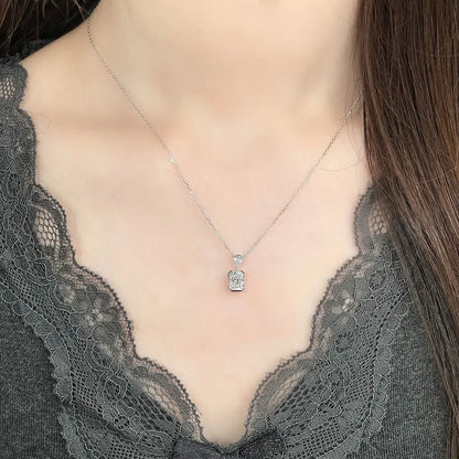 1.12 ct Minimalist Adjustable Radiant-Cut Lab-Grown Diamond Necklace in 18K White Gold