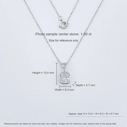 1.12 ct Minimalist Adjustable Radiant-Cut Lab-Grown Diamond Necklace in 18K White Gold