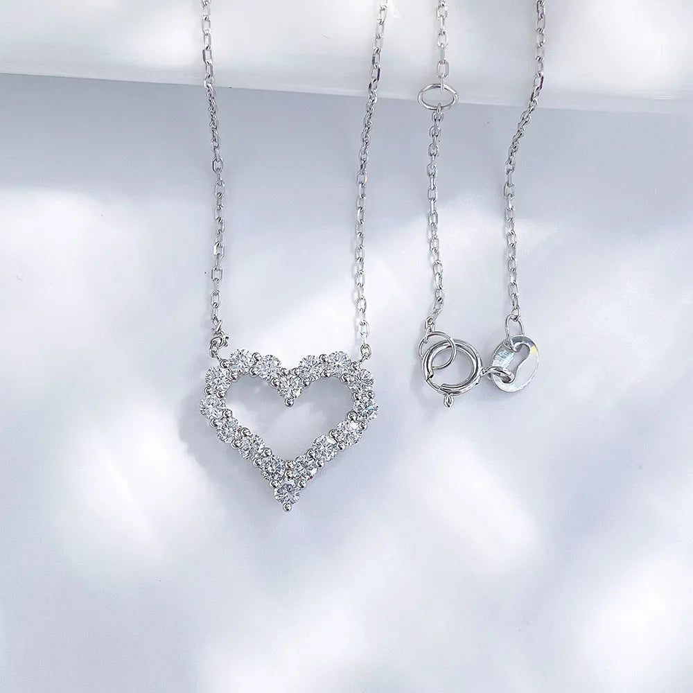 0.61 ctw Celestial Adjustable Heart-Cut Lab-Grown Diamond Necklace in 18K White Gold
