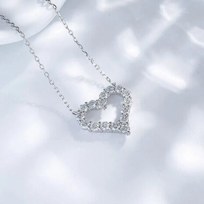 0.61 ctw Celestial Adjustable Heart-Cut Lab-Grown Diamond Necklace in 18K White Gold