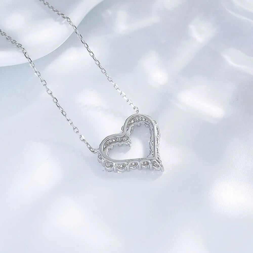 0.61 ctw Celestial Adjustable Heart-Cut Lab-Grown Diamond Necklace in 18K White Gold