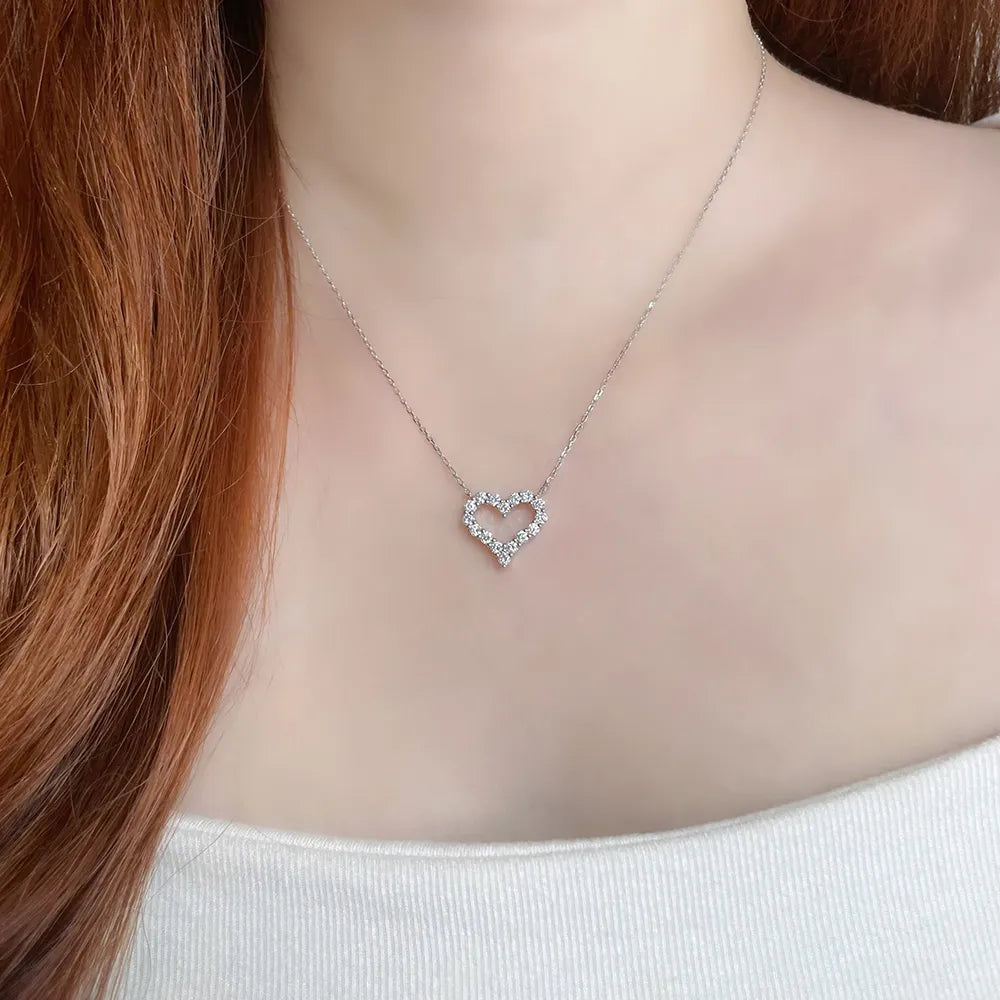 0.61 ctw Celestial Adjustable Heart-Cut Lab-Grown Diamond Necklace in 18K White Gold