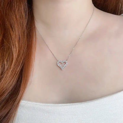 0.61 ctw Celestial Adjustable Heart-Cut Lab-Grown Diamond Necklace in 18K White Gold