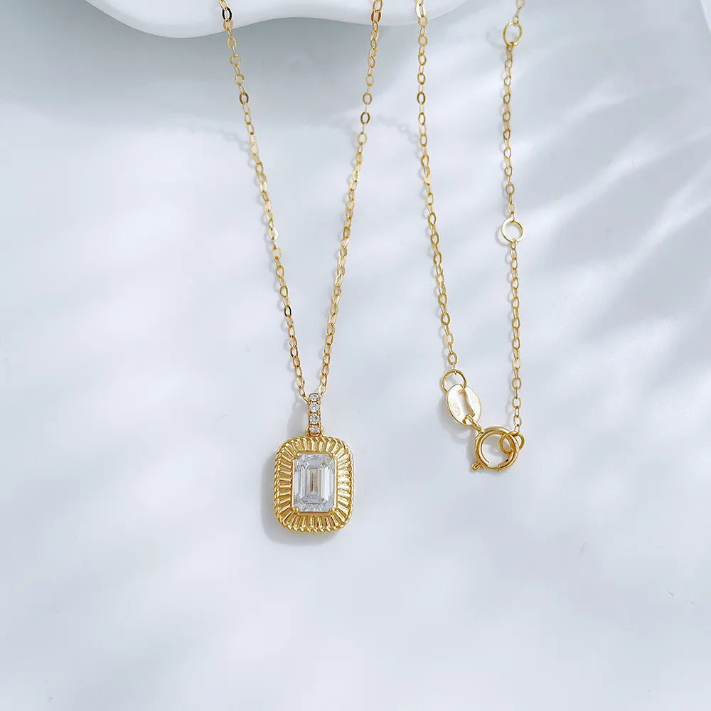 0.66 ct Vintage Adjustable Emerald-Cut Lab-Grown Diamond Necklace in 18K Yellow Gold