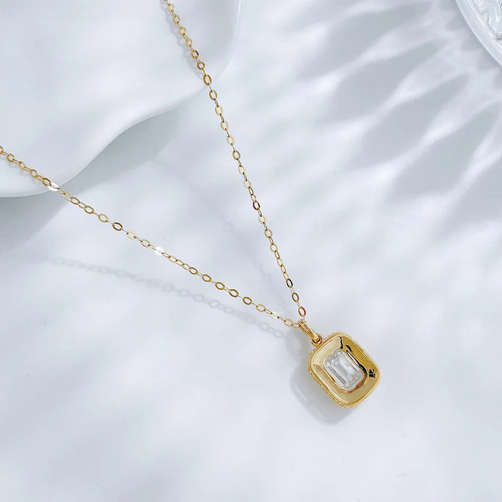 0.66 ct Vintage Adjustable Emerald-Cut Lab-Grown Diamond Necklace in 18K Yellow Gold