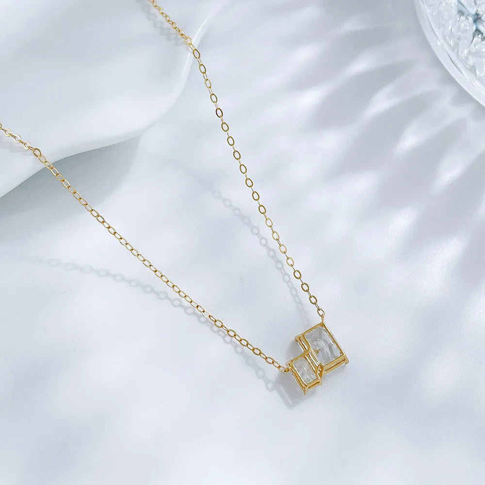 1.07 ct Minimalist Princess-Cut Lab-Grown Diamond Necklace in 18K Yellow Gold – APYN0124-Y