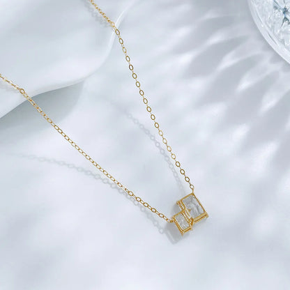 1.07 ct Minimalist Princess-Cut Lab-Grown Diamond Necklace in 18K Yellow Gold – APYN0124-Y