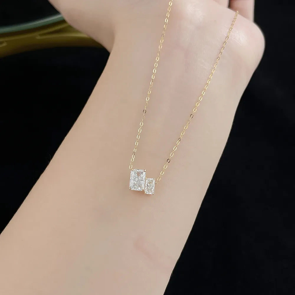1.07 ct Minimalist Princess-Cut Lab-Grown Diamond Necklace in 18K Yellow Gold – APYN0124-Y