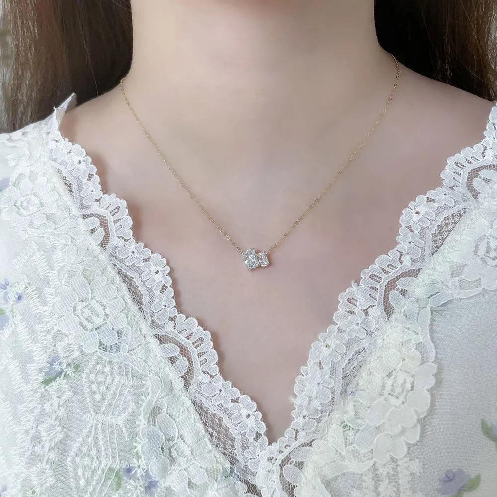 1.07 ct Minimalist Princess-Cut Lab-Grown Diamond Necklace in 18K Yellow Gold – APYN0124-Y
