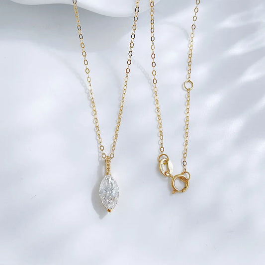 1.07 ct Minimalist Marquise-Cut Lab-Grown Diamond Necklace in 18K Yellow Gold – APYN0125-Y