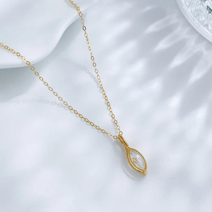 1.07 ct Minimalist Marquise-Cut Lab-Grown Diamond Necklace in 18K Yellow Gold – APYN0125-Y