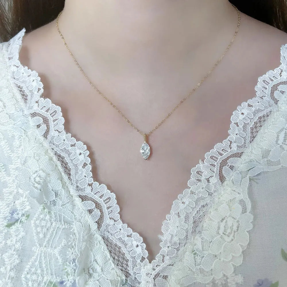 1.07 ct Minimalist Marquise-Cut Lab-Grown Diamond Necklace in 18K Yellow Gold – APYN0125-Y