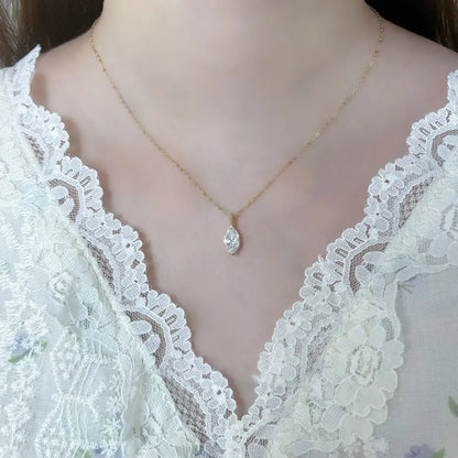1.07 ct Minimalist Marquise-Cut Lab-Grown Diamond Necklace in 18K Yellow Gold – APYN0125-Y