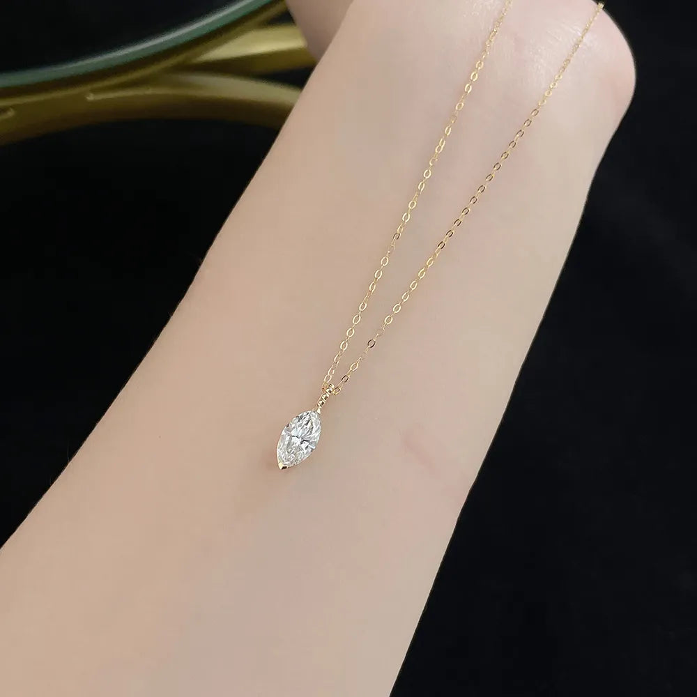 1.07 ct Minimalist Marquise-Cut Lab-Grown Diamond Necklace in 18K Yellow Gold – APYN0125-Y