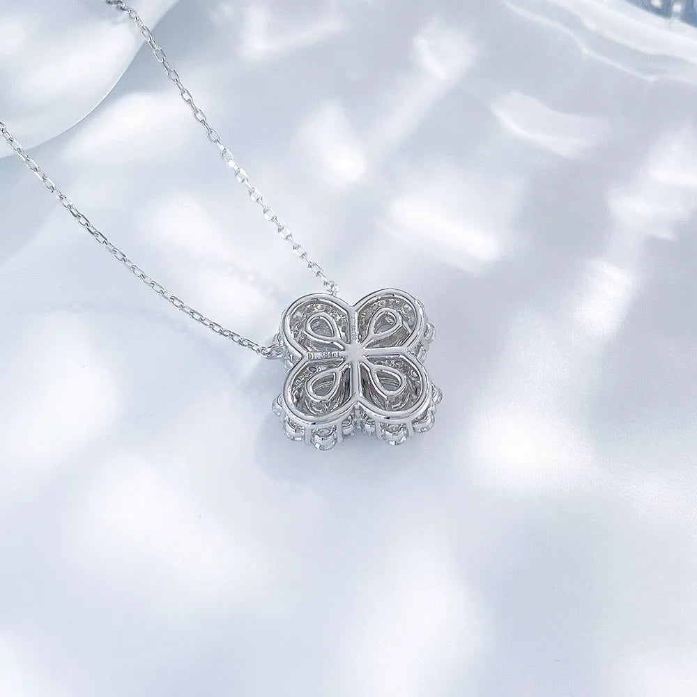 1.19 ctw Four-Leaf Clover Mixed-Cut Lab-Grown Diamond Necklace in 18K White Gold – APYN0127-W